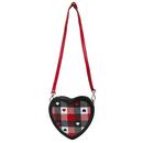 Collectif Susette Retro Gingham Heart Shaped Shoulder Handbag in Black and red