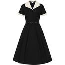 Collectif Taylor Retro 1950s Diner Swing Dress in Black/White