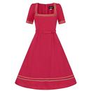 Collectif Retro 50s Tilda Flared Dress in Red