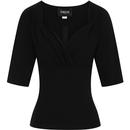 Collectif Womenswear Retro 50s Trixie Top in black
