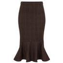 Collectif Winifred Retro 50s Fishtail Pencil Skirt in Brown Tweed Front