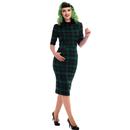 Winona COLLECTIF Tartan 1950s Pencil Dress Green