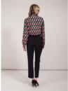 Erika DARLING Retro 70s Op Art Weave Bow Shirt