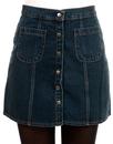 Retro 1970s Stonewash Denim Snap Front Mini Skirt