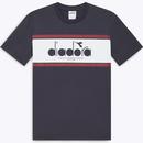 Diadora 1980s Retro Sports Logo T-shirt in Blue Denim 502.181447 Flat Shot