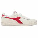 Diadora Game L Low Waxed Leather Retro Casuals Trainers in White/Red Pepper 501.178301