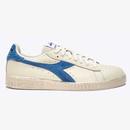 Diadora Game Low Waxed Suede Pop Trainers in White and Blue 501.180188 C3091