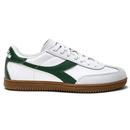 Diadora Retro 80s Leather Terrace Trainer in White and Foliage Green 501.181246 C1161