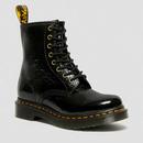 Dr Martens 1460 Distressed Patent Retro 8 Eyelet Boots in Black