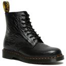 Dr Martens 1460 womens flames embossed boots black