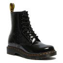 dr martens womens 1460 leopard embossed ankle boots black