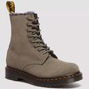 Dr Martens 1460 Serena Faux Fur Lined Nubuck Lace Up Boots in Nickel Grey 30953059