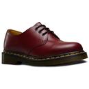 Dr Martens 1461 Men's Mod 3 Eyelet Shoes in Cherry Red Smooth Leather