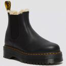 Dr Martens 2976 Quad Faux Fur Lined Platform Chelsea Boots in Black Pisa Leather 25635001