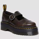 Dr Martens Women's Addina Orleans Leather 60s 70s Platform Shoes in Brown