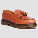 Dr Martens Adrian Yellow Stitch Leather Tassel Loafers in Saddle Tan 30686225