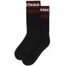 Dr Martens Retro Mod DM'S Blend Athletic Logo Socks in Black and Cherry Red