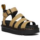Dr Martens Blaire Retro Leather Strap Sandals in Paie Olive Pisa 0706358