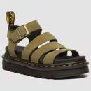 Dr Martens Blaire Tumbled Nubuck Leather Sandals in Muted Olive 31735357