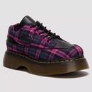 Dr Martens Buzz 5 Eye Tartan Platform Shoes in Black and Pink 41975001 Main Photo