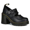 Dr Martens Eviee Women's Retro 90s 2 Strap Heel Sandals in Black Leather