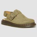 Dr Martens Jorge II Tumbled Nubuck Leather Slingback Mules in Muted Olive 31564357