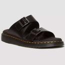 Dr Martens Josef Leather Buckle Slide Sandals in Black 31570001