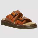Dr Martens Josef Leather Buckle Slide Sandals in Oak 31573239