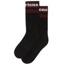 Dr Martens Athletic Logo Organic Cotton Blend Socks in Black with Cherry Red and White AC681004