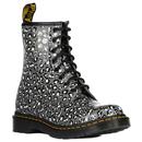 Dr Martens 1460 Loud Leopard Smooth Leather Boots in Gunmetal