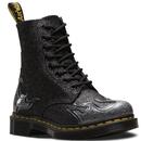 DR MARTENS 1460 Pascal Flame Glitter Boots PEWTER