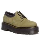 Dr Martens Women's 8053 Quad Platform Shoes in Tumbled Nubuck Muted Olive 31445357
