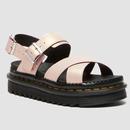 Dr Martens Voss II Shift Leather Sandals in Powder Pink and Gold 41136650 Side Photo
