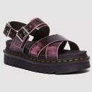 Dr Martens Voss II Distressed Leather Platform Sandals in Black and Fondant Pink 31739192