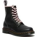 Dr Marten's Womens 1460 Virginia Boots in Black and Pink