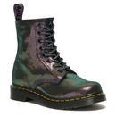 dr martens womens 1460 disco irridencet ankle boots purple/gold