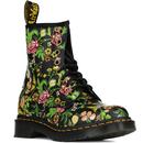 dr martens womens floral bloom print 1460 leather boots black