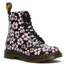 dr martens womens 1460 pascal pansy fayre floral print smooth leather boots black red