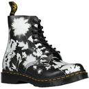 dr martens womens 1460 phantom floral print pascal leather boots black white