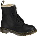 dr martens womens 1460 serena burnished wyoming leather faux fur lined boots black