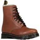 dr martens womens 1460 serena faux fur lining boots farrier saddle tan