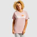 Ellesse Women's Albany Retro 90s Crew Neck Relaxed Fit Logo Tee in Pink