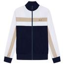 Ellesse Anzios Retro Suedette Colour Block Track Jacket in White and Navy SHX21081