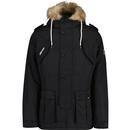 ellesse mens blizzard faux fur trimmed hooded winter jacket black