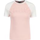 ellesse womens brinley logo applique raglan sleeve tshirt light pink white