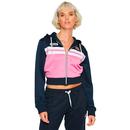 Ellesse Women's Bulito Retro 1980s Crop Track Jacket in Pink and Navy