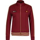 ellesse womens canace gold coloured details zip track top burgundy