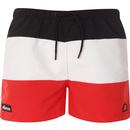 ellesse mens cielo colour block stripes drawstring shorts black red white