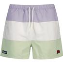 ellese mens cielo retro colour block drawstring swim shorts lavender white green