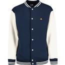 ellesse mens downtown retro tipped snap button front baseball jacket navy